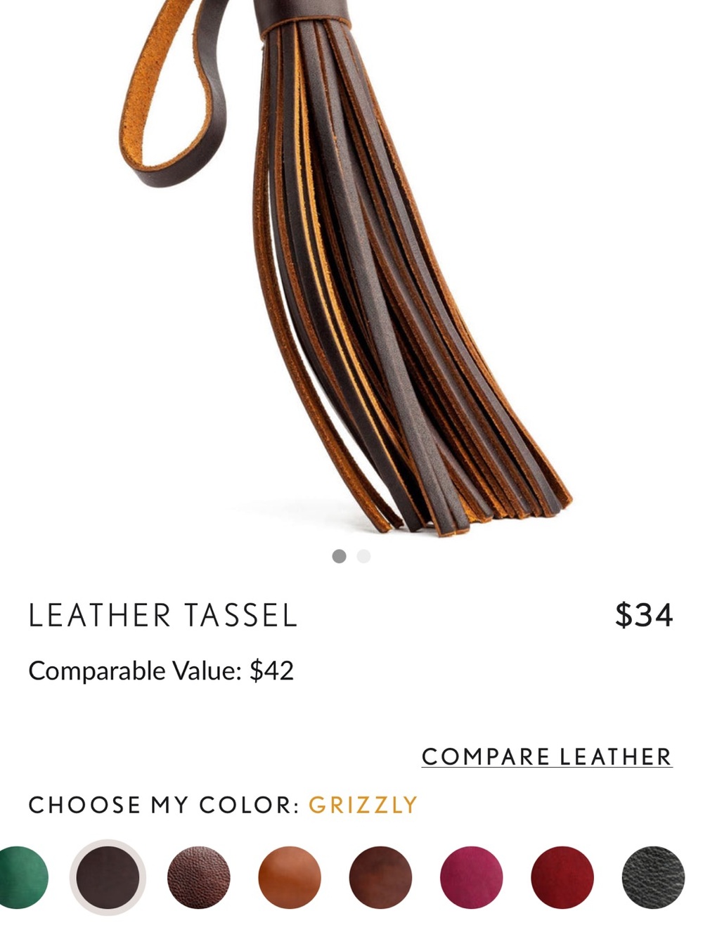 Portland Leather Brown Leather Tassel Keychain